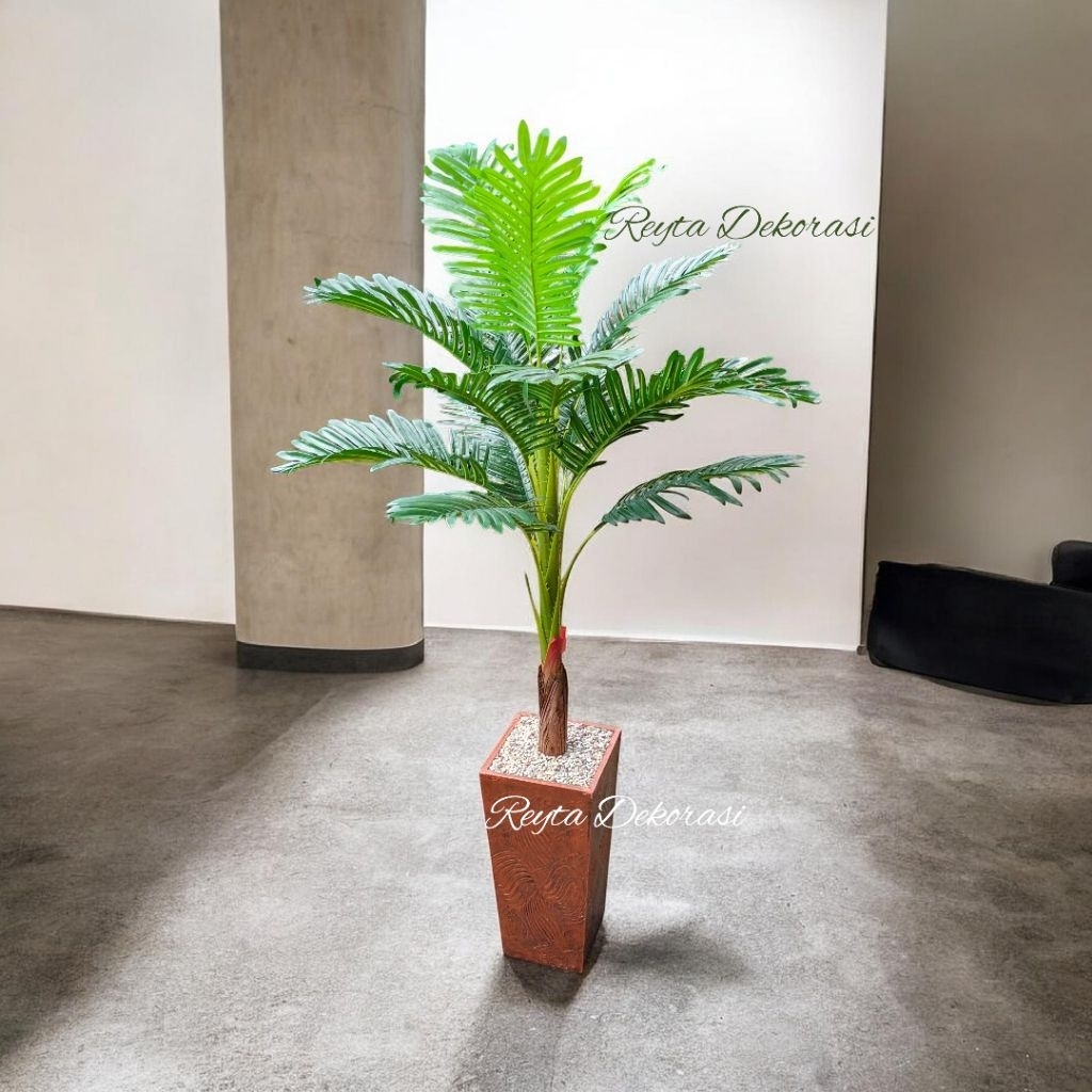 pohon hias palem tinggi 120cm - palem latex bunga plastik - pohon dekorasi artificial