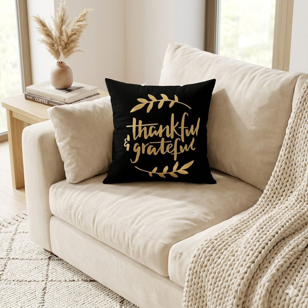 Sarung Bantal Sofa Motif Quote tulisan GOLD