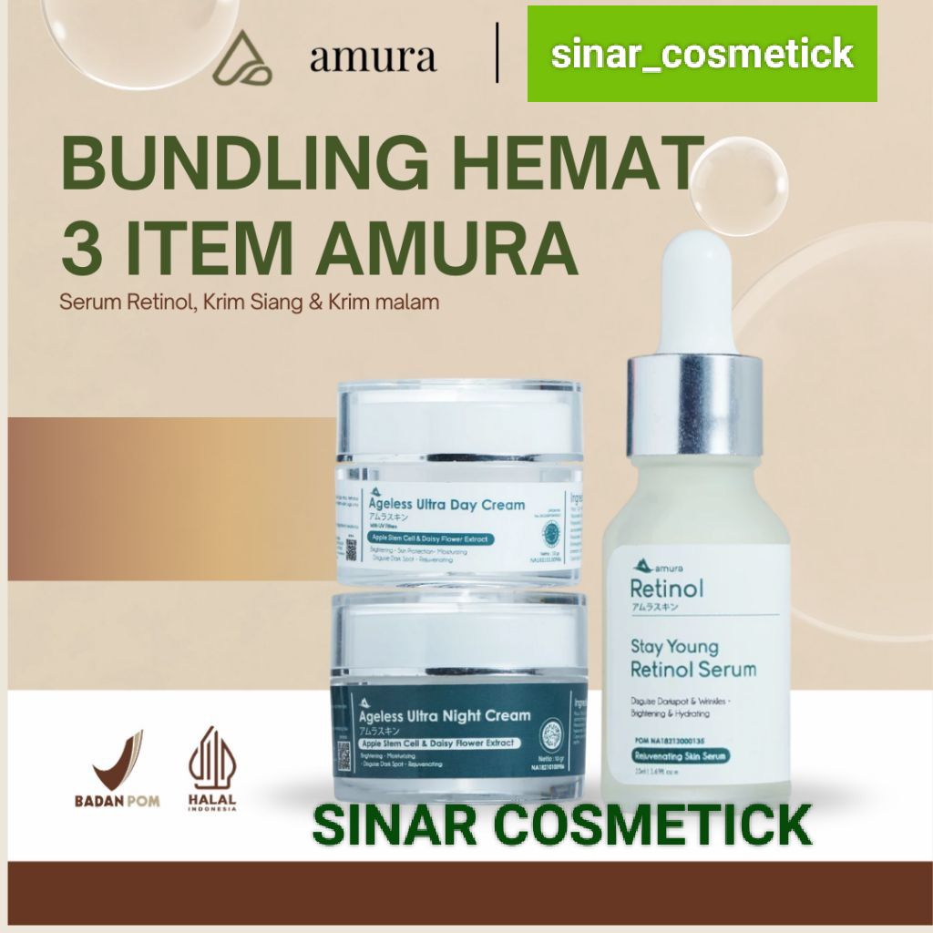 AMURA PAKET FLEK HITAM - SERUM RETINOL FREE CREAM SIANG & MALAM ( RETINOL CREAM SIANG MALAM )