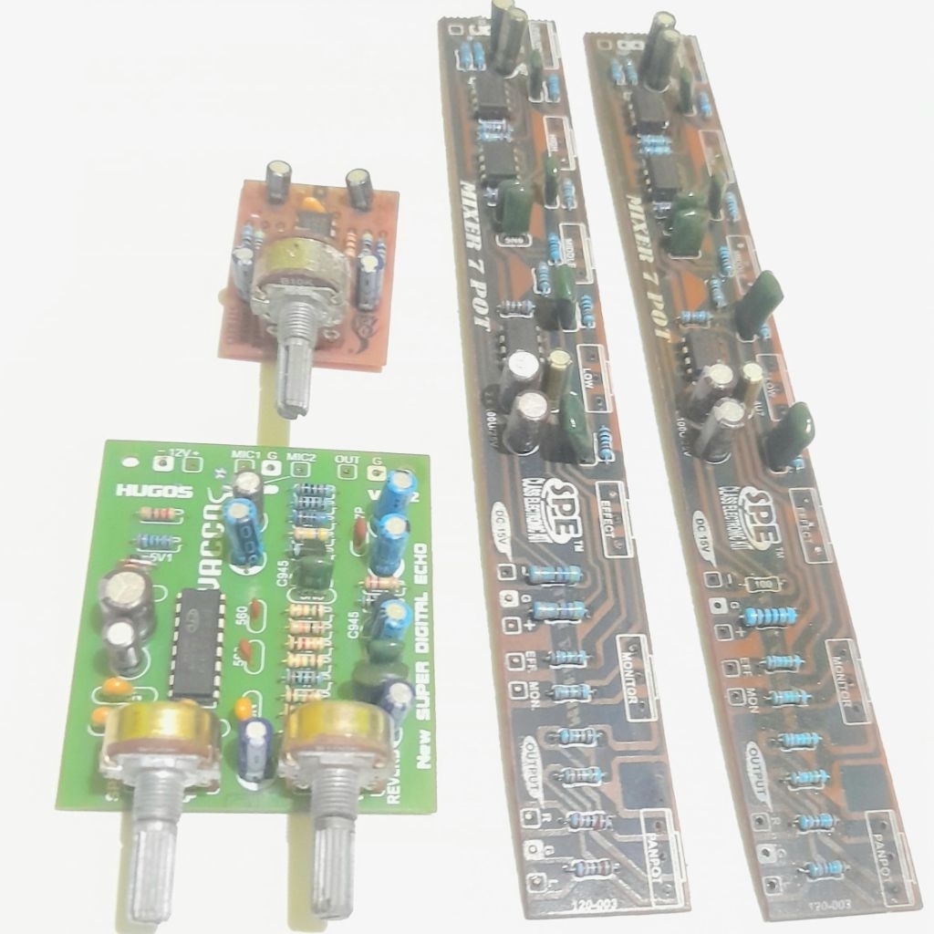 Digital echo effect , pcb mixer 7pot dan master stereo