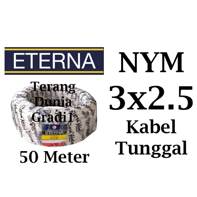 Kabel Eterna 3x2.5 1rol 50meter Kabel Eterna NYM 3x2.5 50meter Kabel NYM 3x2.5 Eterna 1 Rol 50 meter