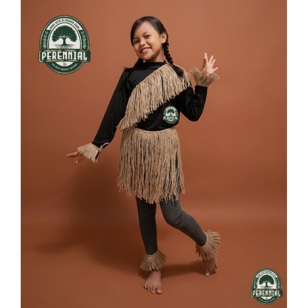 1Set Rumbai Papua Untuk Anak / Kostum Adat Papua / Rok Rumbai Papua / Baju Tari Papua