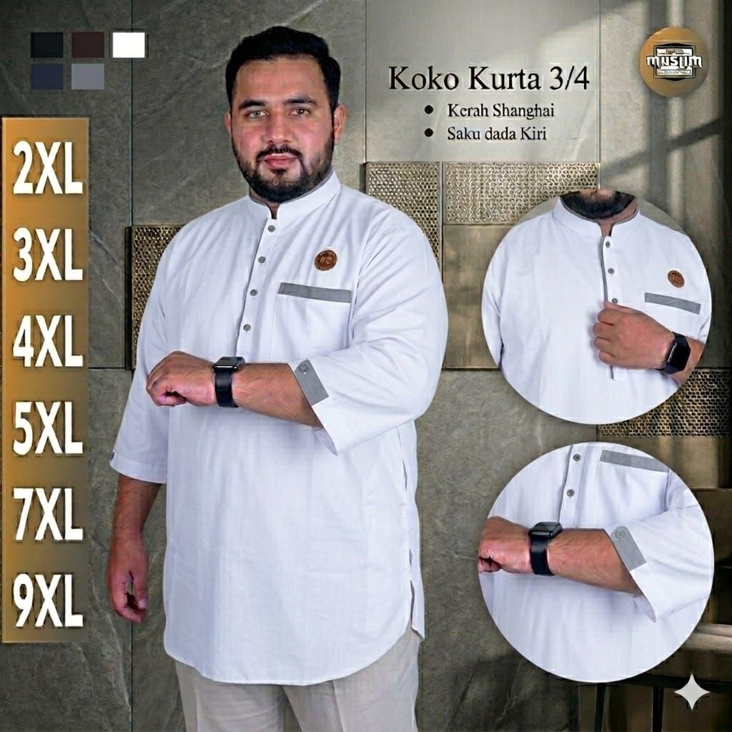 Kemeja Koko Pria Jumbo Xxxl Xxxxl Koko 3/4 Big Size 5xl 7xl 9xl