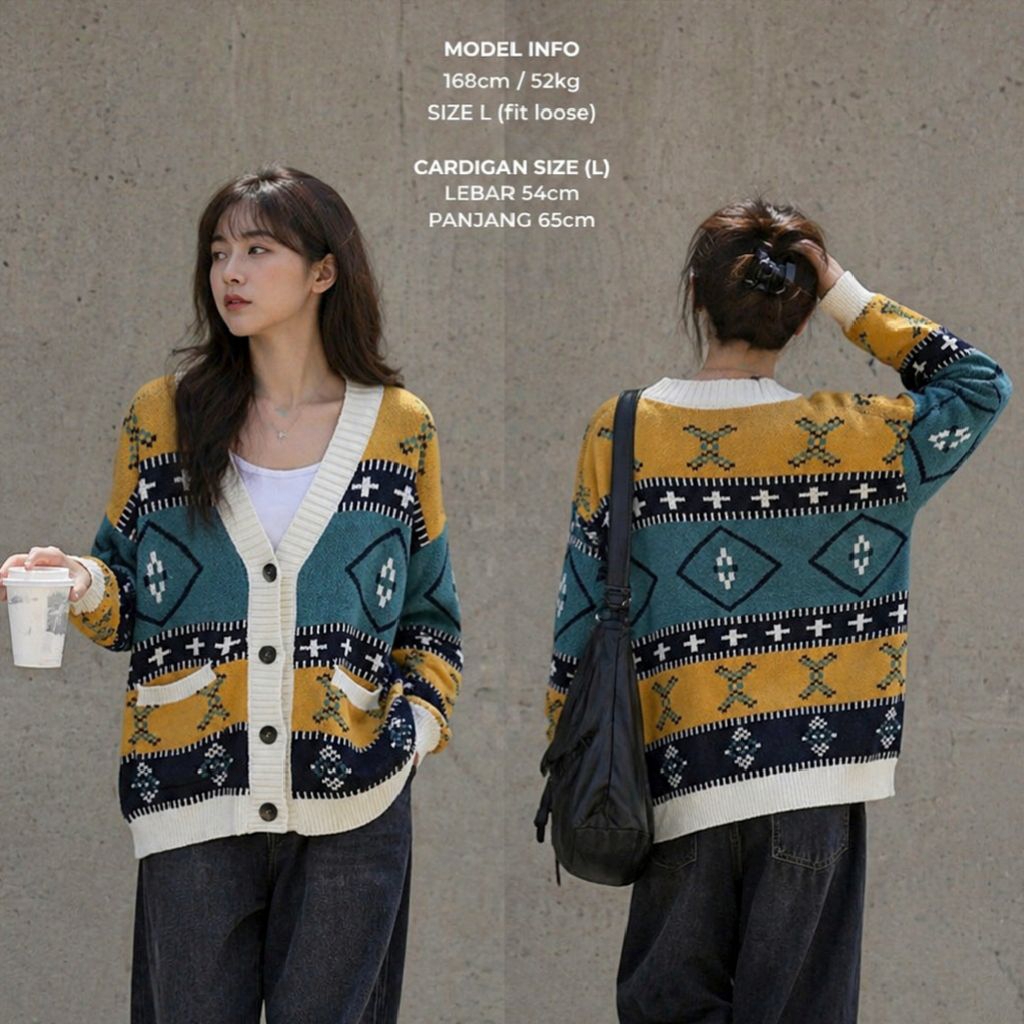 Knit Rajut Premium / Knit Rajut Motif Etnic / Cardigan Rajut Premium / Cardigan Rajut Tebal / Cardig