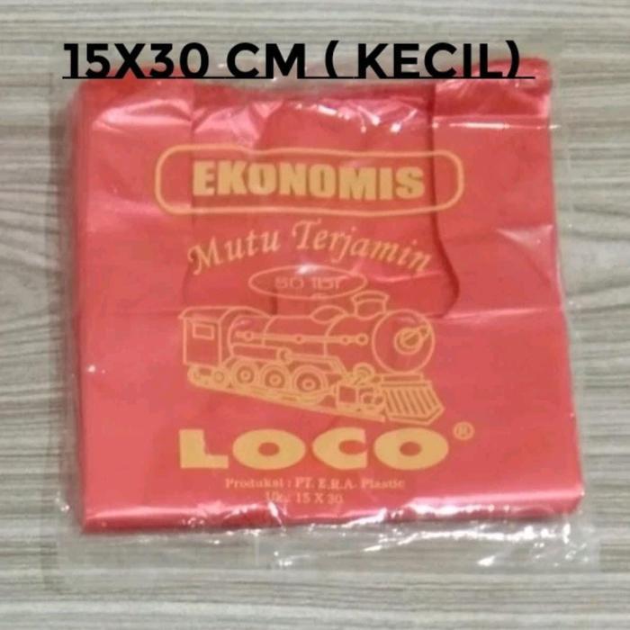 Kantong Plastik Kresek Merah EKONOMIS Loco Ukuran 15 x 30 Kantong Plastik Kresek Warna Merah Plastik