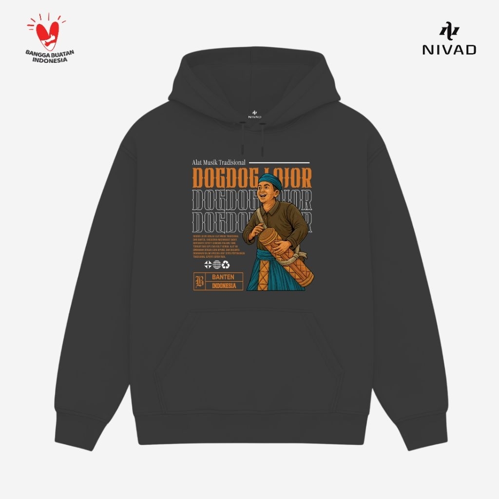 Nivad Sweater Hoodie Alat Musik Tradisional Dogdog Lojor