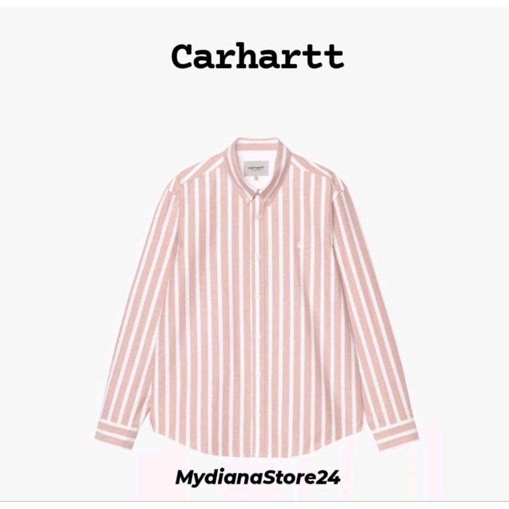 CARHARTT - CARHARTT WIP L/S DEVEN SHIRT   - DEVEN STRIPE, OXIDE RED / WHITE