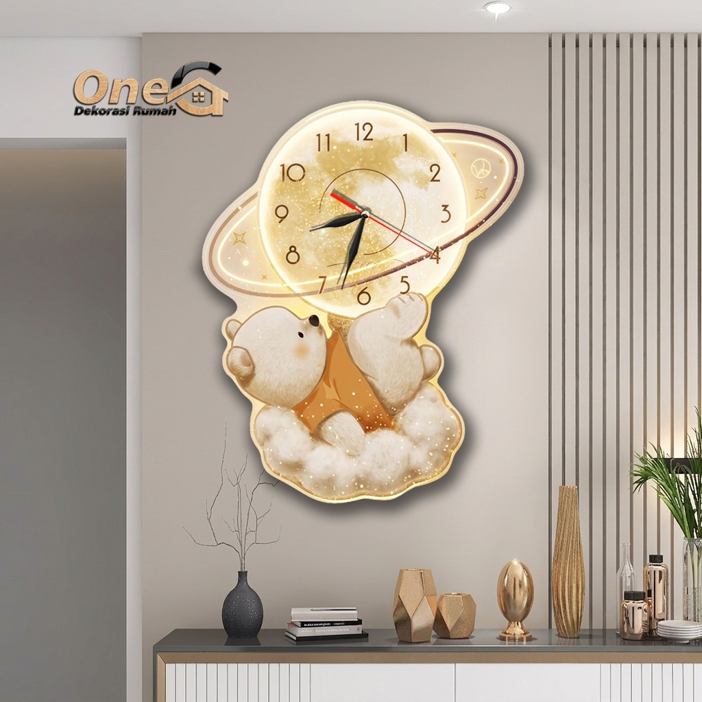Jam Dinding Anak Beruang Lucu | Jam Dinding Kamar Anak & Bayi | Jam Hias Dinding Estetik