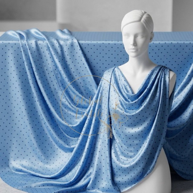 kain silk motif - kain maxmara luxury motif polkadot pemium - kain maxmara satin - kain silk origina