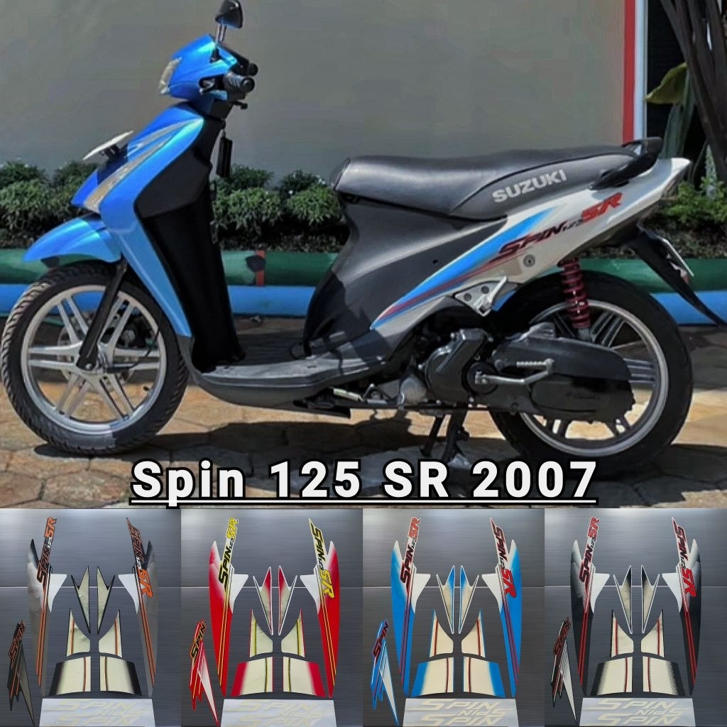 STRIPING STICKER LIST STANDART MOTOR SPIN SR 125 2007 HITAM MERAH BIRU PUTIH