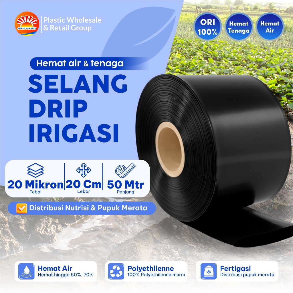 Selang Drip 20 micron 4 dim 50 meter - Pipa 4 inch