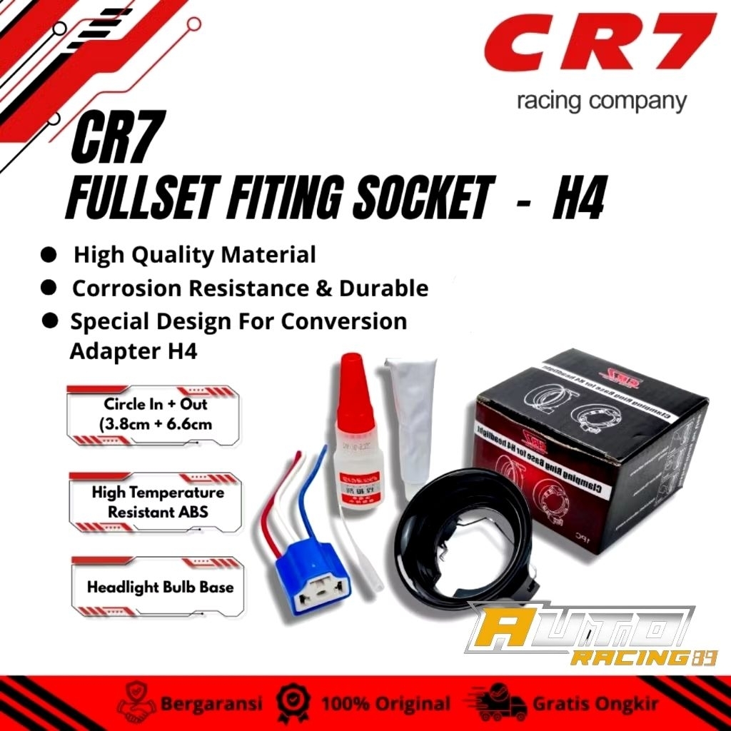 Fitting Socket H4 Dudukan Lampu Fitting H4 Lengkap Set CR7  LAMPU FITTING LAMPU H4 LED