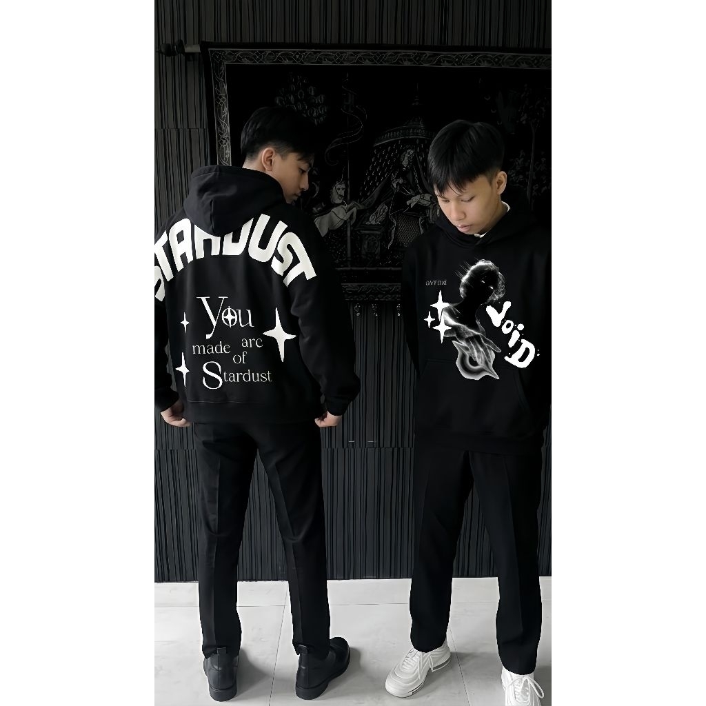 Avrast Hoodie Boxy Unisex - "You Are Made Of Stardust" Desain Semi Crop, Sablon Timbul, Warna Aura B