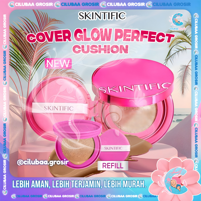 SKINTIFIC Cover Glow Perfect Pink Cushion || Full Coverage Radiance Glow || Longlasting Bedak Padat 