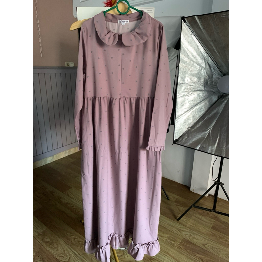 Preloved Gamis Dotly Hijab Alila Dusty Lilac Size S (Baca Desc)