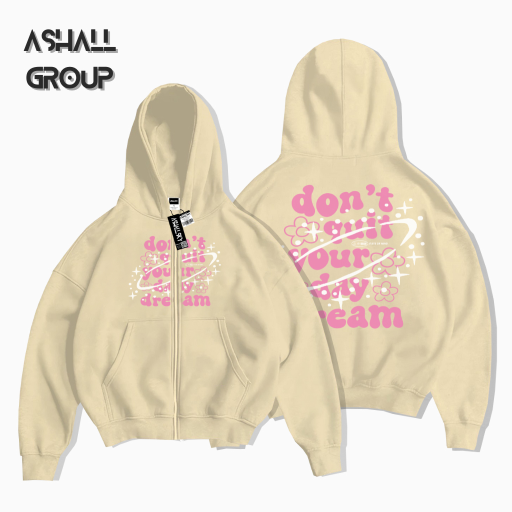 Wahyu_Kelambi Dream Sweater Hoodie Boxy Zipper Cream High Quality Keren