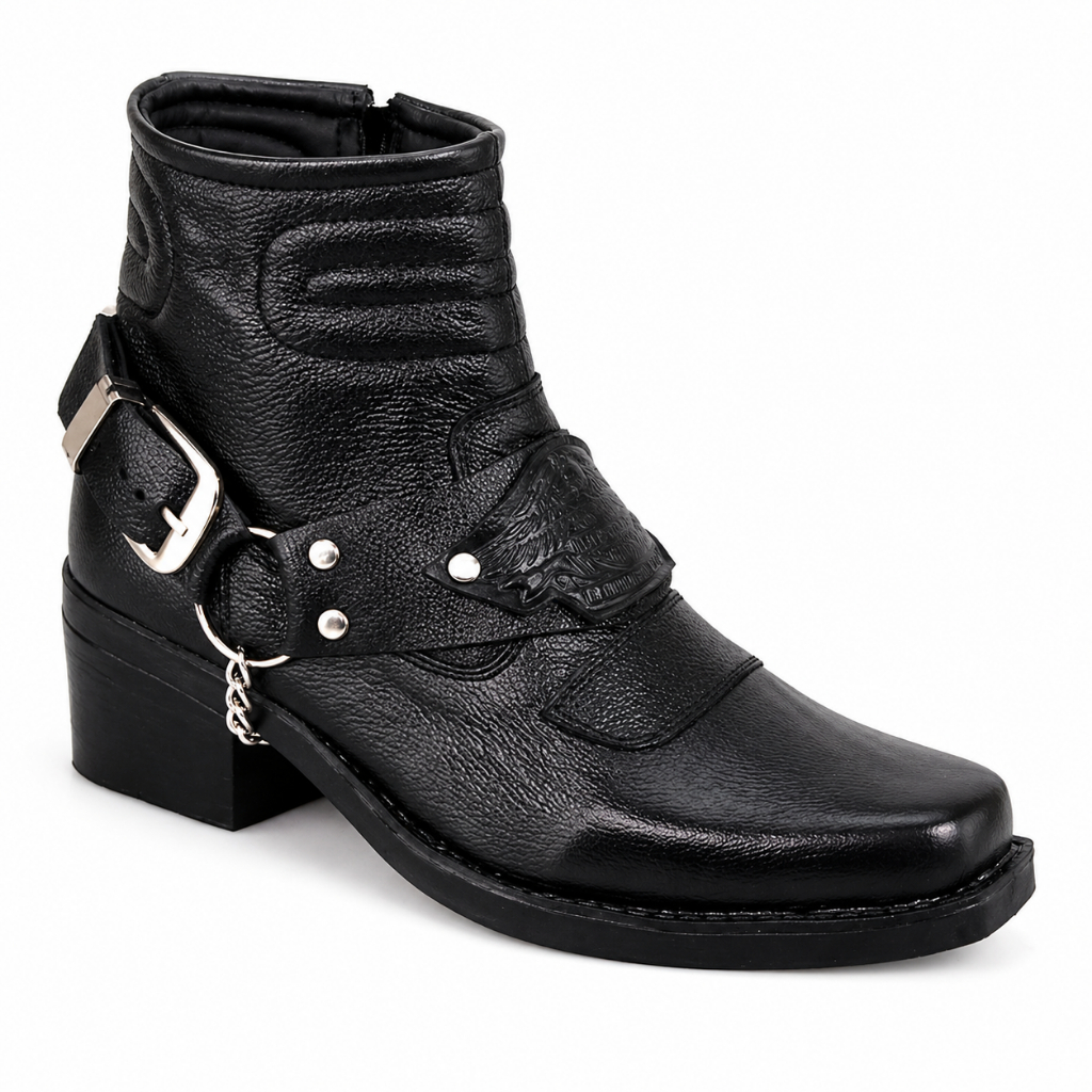 ORIGINAL Sepatu boots koboy - Boots harley davidson KULIT ASLI -CS hitam