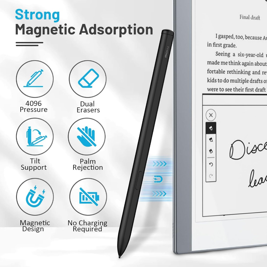 Piyoni Magnetic EMR Stylus with Eraser for Remarkable 2 Pen/Remarkable 2 Tablet Pen Replacement/Kind