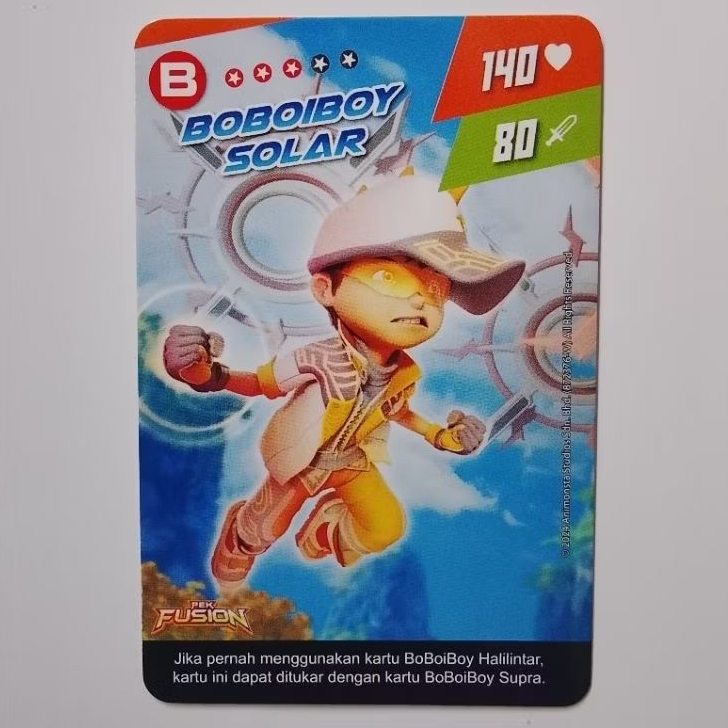 Original Boboiboy Monsta Galaxy Card BOBOIBOY SOLAR Pek Fusion TGC (Trade Game Card) Monsta Play