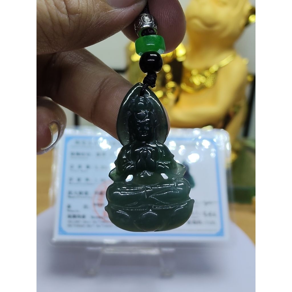 KALUNG BATU GIOK JADETE JADE UKIRAN DEWI KWAN IM 5536