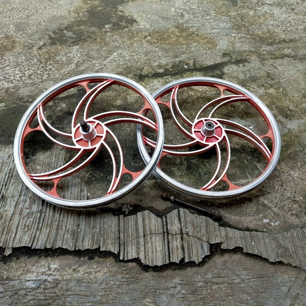 Sepasang Rim Wheel Pelk Velk Velg Sepeda Engkol BMX Minion Minitrex Kipas Palang Lima 5 Kipas Racing