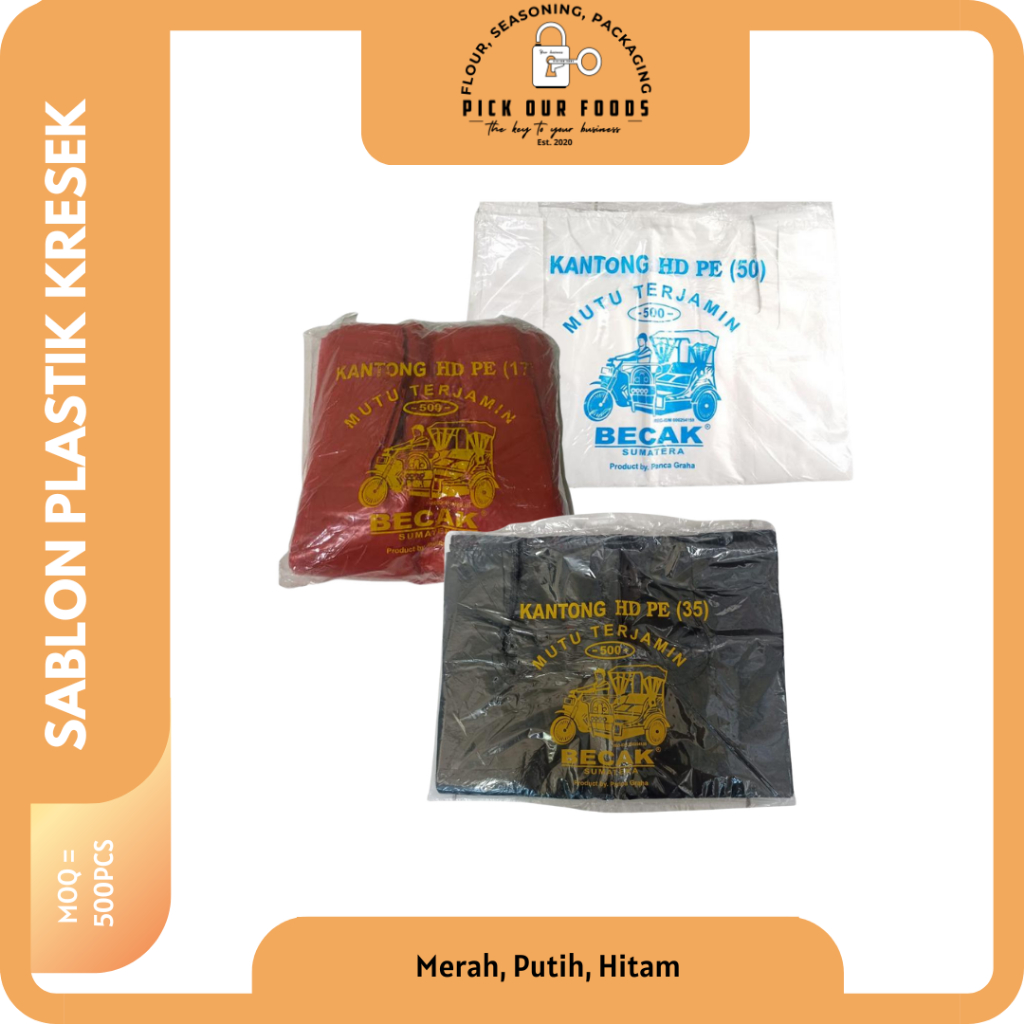 Custom Sablon Kantong Kresek becak warna | Custom Sablon Kantong Plastik becak warna