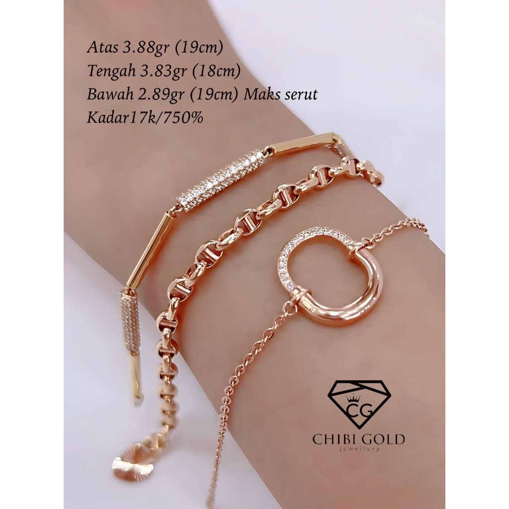 CHIBI GOLD - Gelang tangan emas asli 750 kadar 17K - chibi gold jawellery