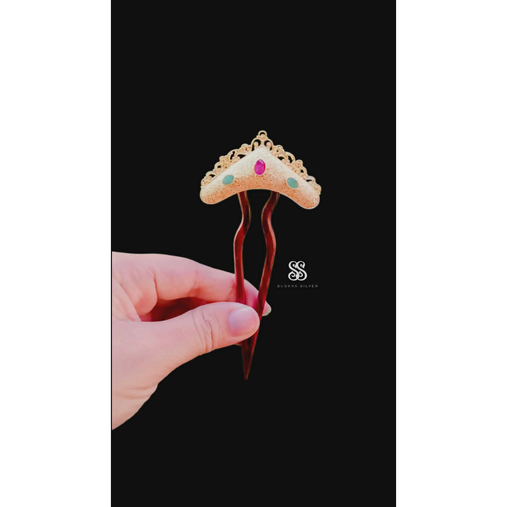 Cucuk Rambut Tusuk Konde Jawan Perak Ruby Silver 925 Gold Plated