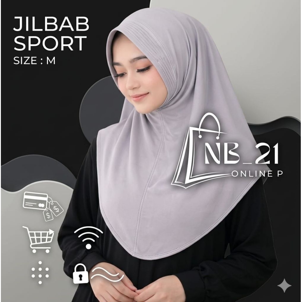 Jilbab bergo sport Size M Hijab bergo sport ukuran M untuk wanita