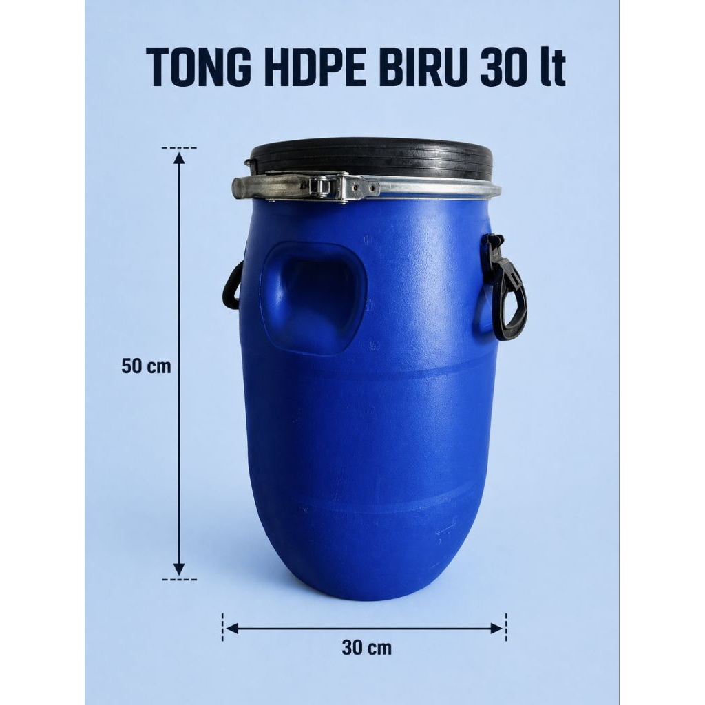 Tong Biru Serbaguna HDPE Biru 30 liter Bekas Bagus
