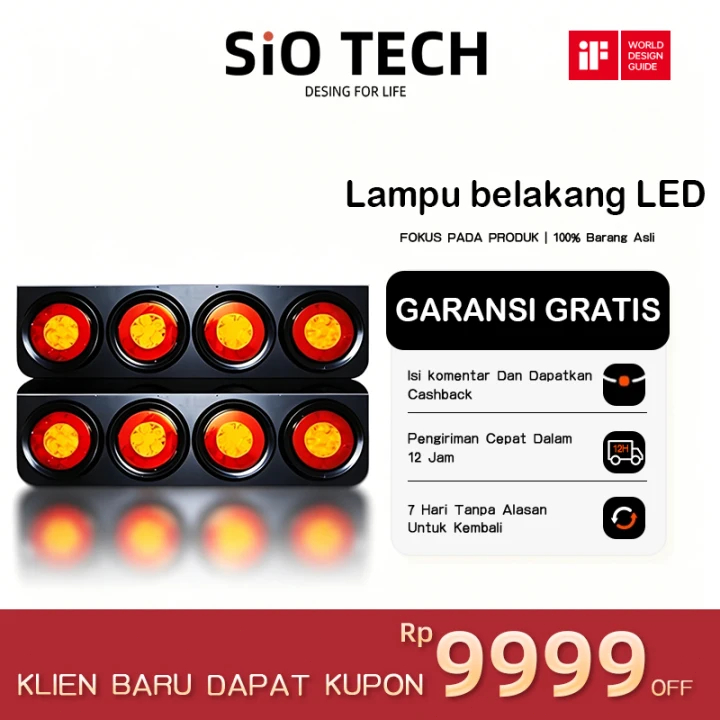 Lampu Belakang Truk LED Bulat Stoplamp Original 12-24V Tahan Air Untuk Mobil Pickup Canter Colt Dies