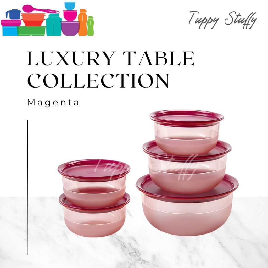 Tupperware Luxury Table Collection set (5) - Magenta | Mangkuk prasmana tupperware / mangkuk crystal