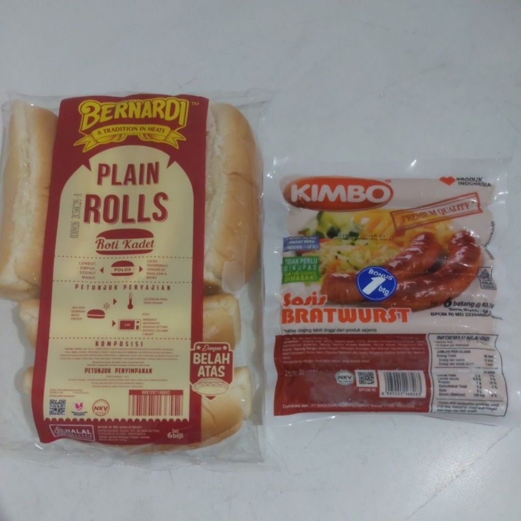 Bernardi Roti Hotdog + Kimbo Sosis Bakar Jumbo (Paket)