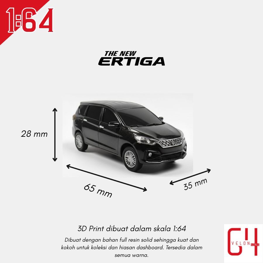 Diecast Miniatur 3D Print Suzuki New Ertiga 2018 Skala 1:64 Full Custom Plat dan Warna