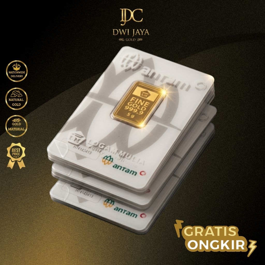 Emas Batangan ANTAM 5 gram | Emas Murni 24K Investasi Aman | Dwijaya Gold