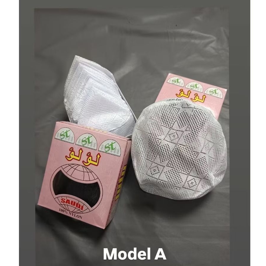 Peci Lulu Jaring Impor Premium Putih Lusinan
