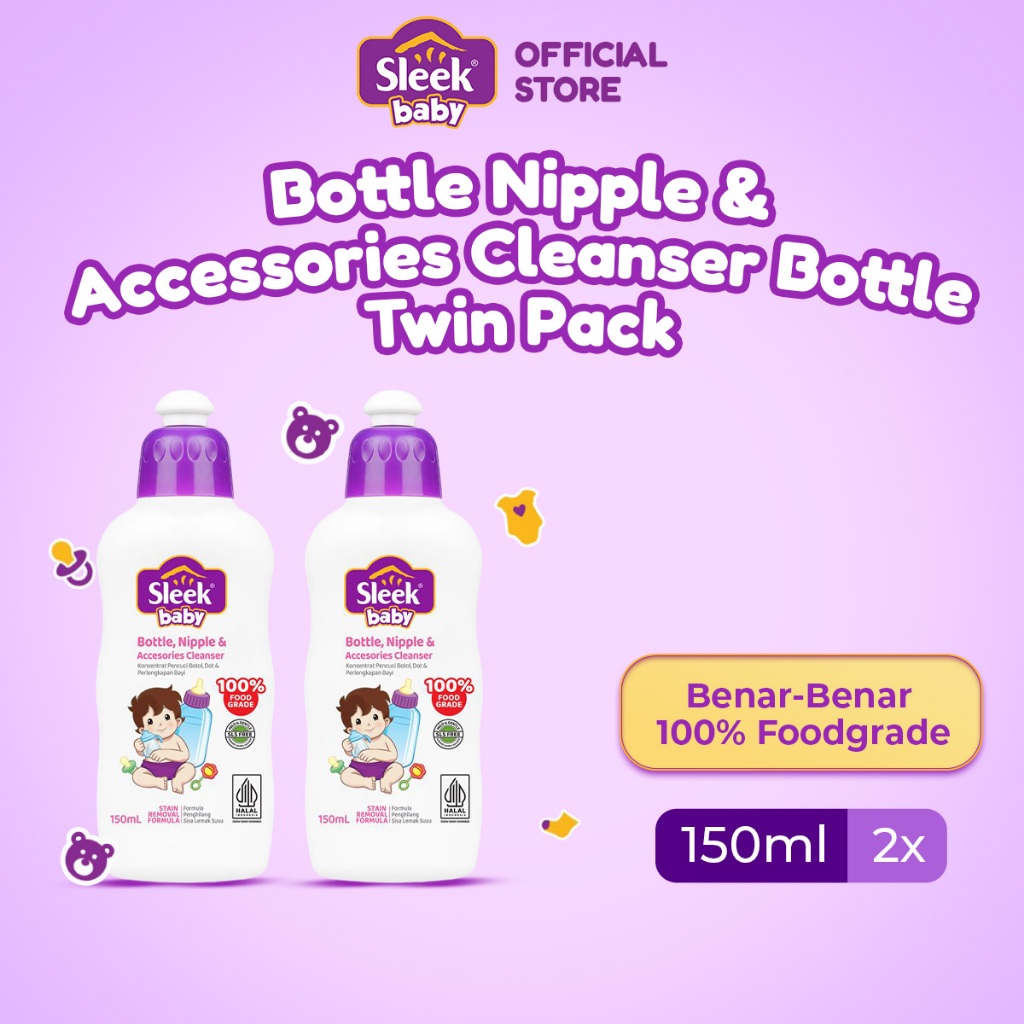 Sleek Baby Bottle Nipple&Accessories Cleanser Bottle 150ml Twin Pack