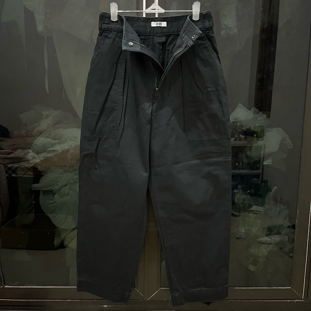 Uniqlo U Super Barrel Chinos Navy Pekat New