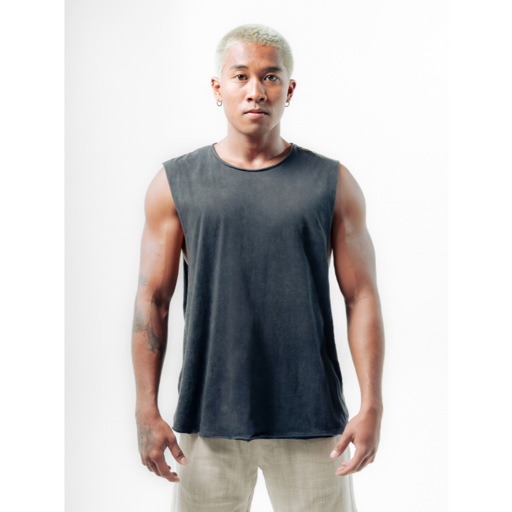 BLOOD + BONE - Menace Muscle Vintage Black - Muscle Tee Pria Fit dengan Bahan Cotton 40’s dan Finish
