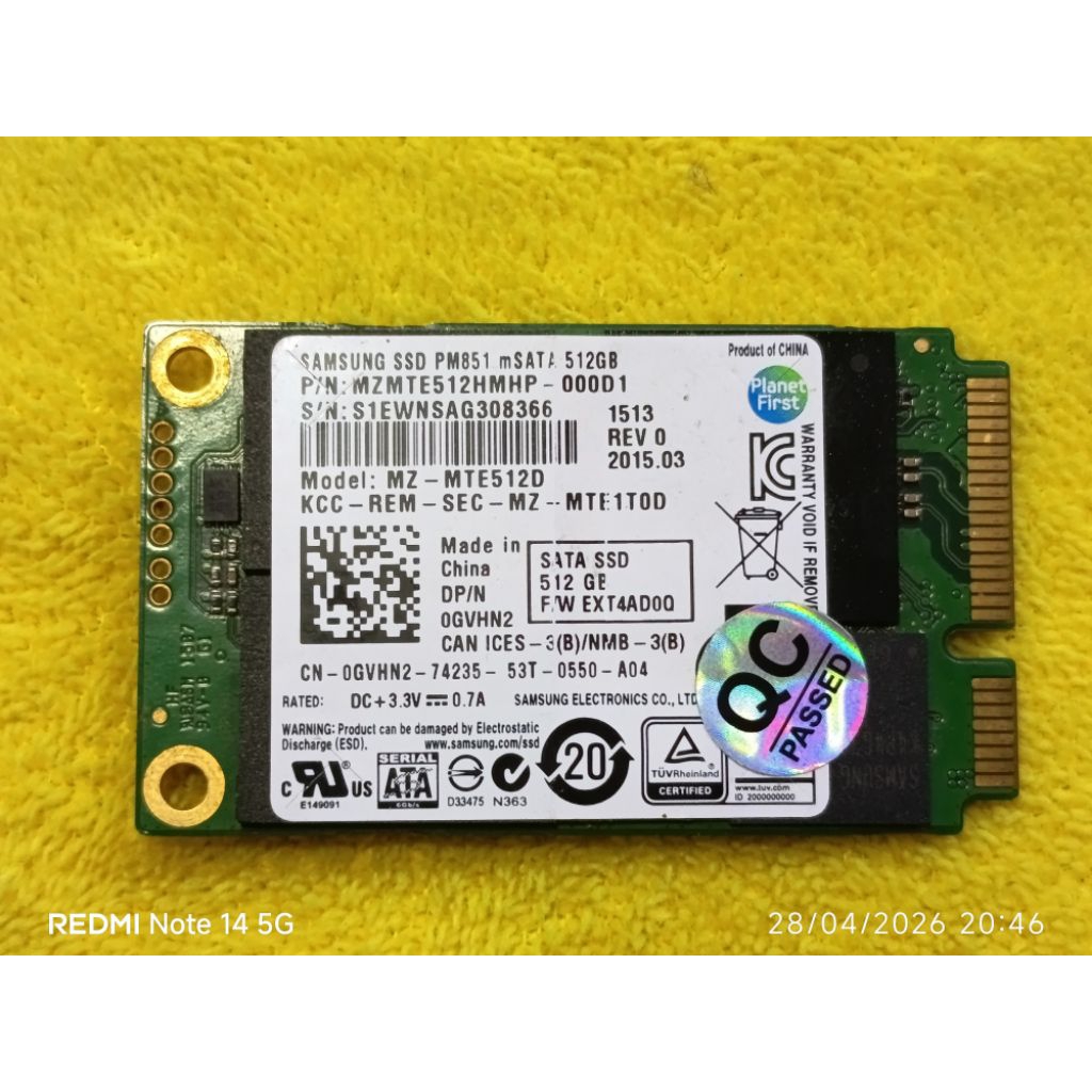 SSD mSATA Samsung PM851 512GB