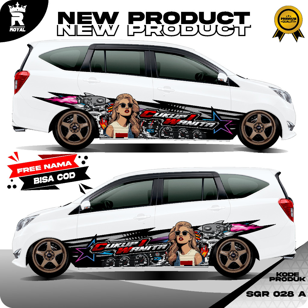 SGR 028 – DECAL MOBIL GIRL ROCKET RACING STYLE SPORTY – UNIVERSAL SIGRA BRIO CALYA AGYA AVANZA XENIA