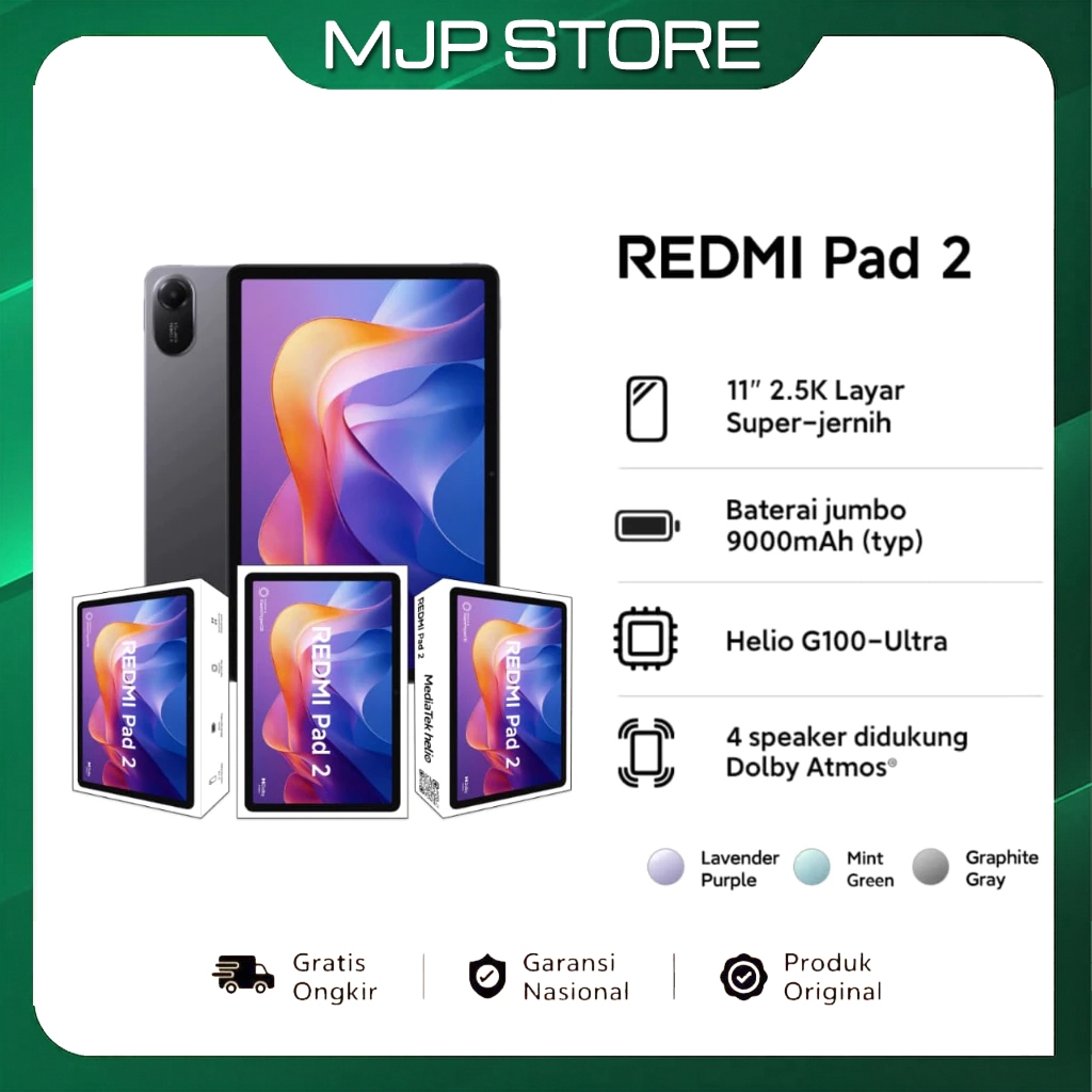 Xiaomi Redmi Pad 2 [6+6GB*+128GB=4G LTE (SIM CARD)+WIFI] [4+4GB*/128GB=WIFI ONLY) - GARANSI RESMI