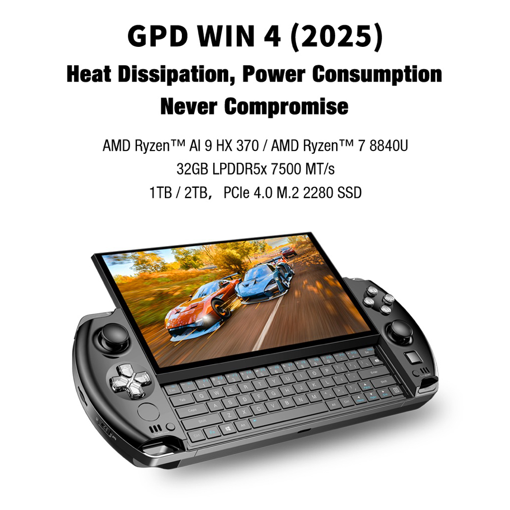 GPD Win 4 Win4 2025 Game Handheld Ryzen Ai 9 HX370 GPU Ryzen 980M Laptop Gaming mini terkecil