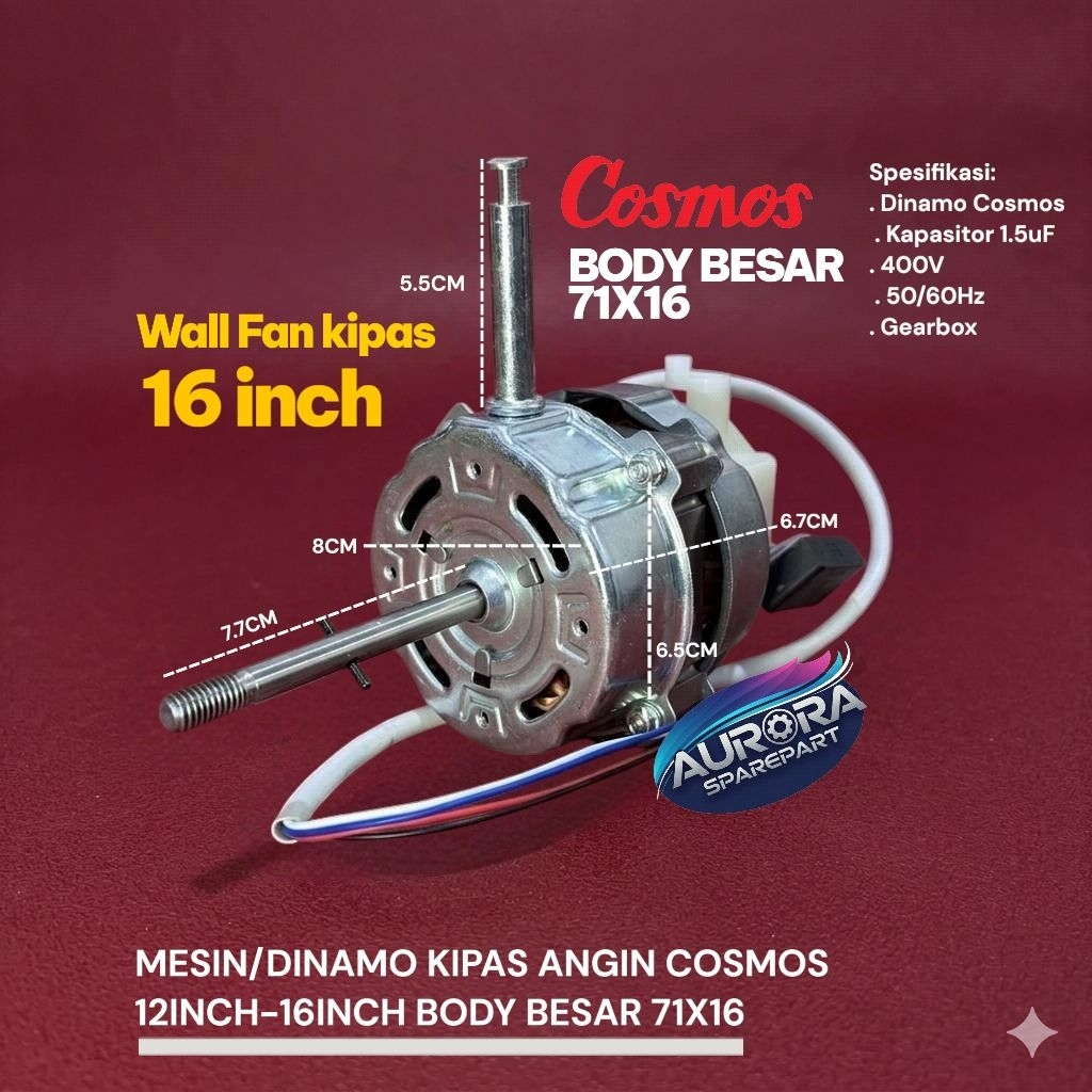 Dinamo/Mesin Kipas Angin Cosmos Body Besar  16inch Wall Fan Kipas/Mesin Kipas Angin Cosmos Dinding
