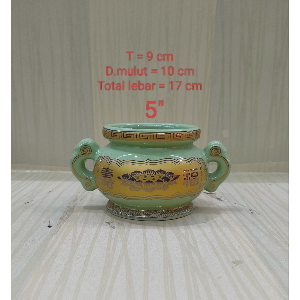 Hio lo / hiolo leluhur / hiolo co sien - keramik - 5 inch - hijau -(g)
