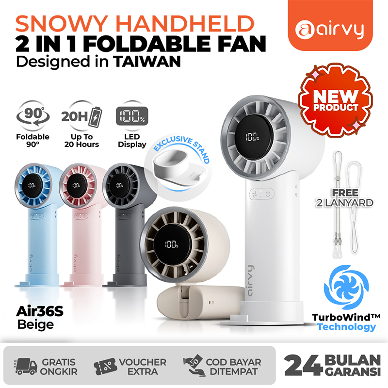 Kipas Angin Portable Fan Mini Kecil USB Genggam Turbo Wind High-Speed Lipat Cooling Handheld LED Dis