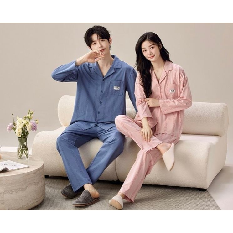 Baju Tidur Couple Lengan Panjang Piyama Premium Suami Istri  Braless
