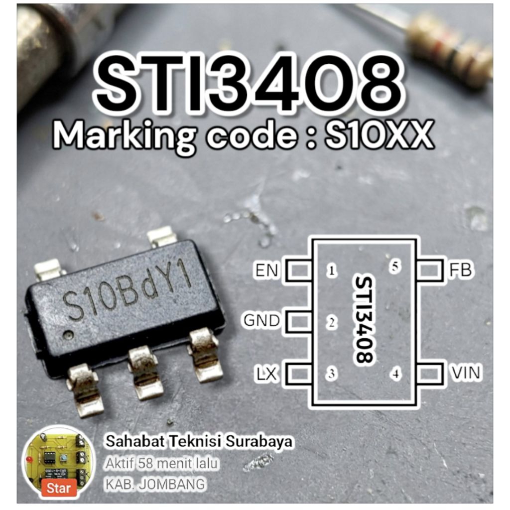 STI3408 sot-23 sti3408b s10bca IC VCore 1.0A Synchronous Step-Down Converter
