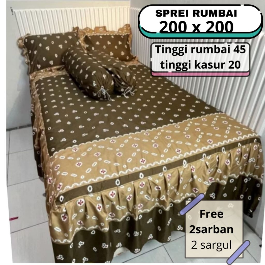 Sprei Rumbai jumbo premium Motif anti geser ukuran 200x200