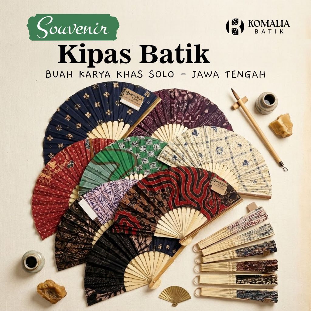 Kipas Lipat Batik | Kipas Lipat Besar Kecil | Souvenir Kipas Batik